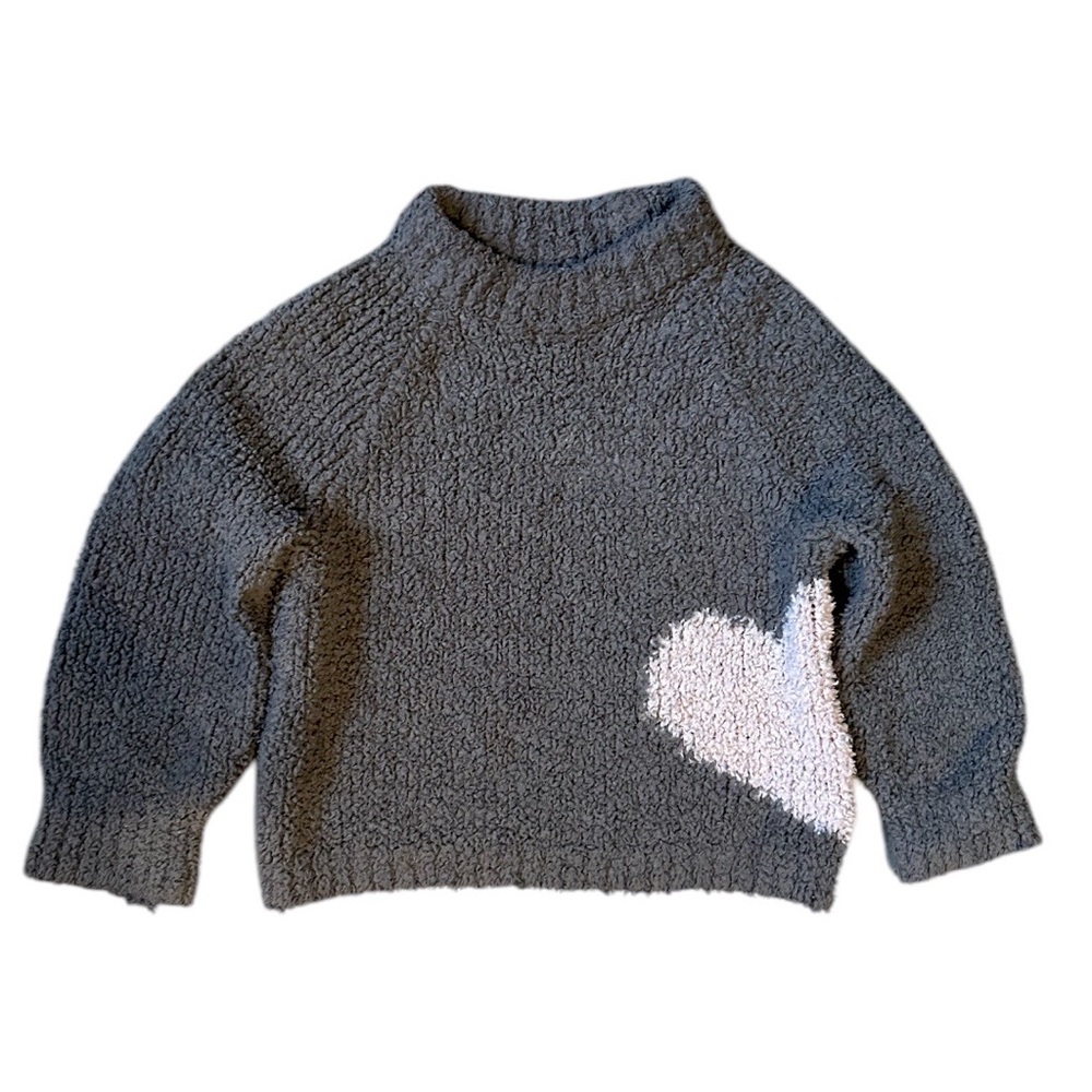 Y2K GAP Toddler Girl Softest Cashmere Cozy Gray Heart Sweater Size 3T